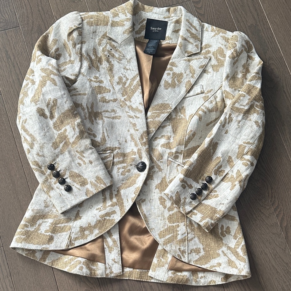 Smythe Abstract Tan and Cream Equestrian Blazer